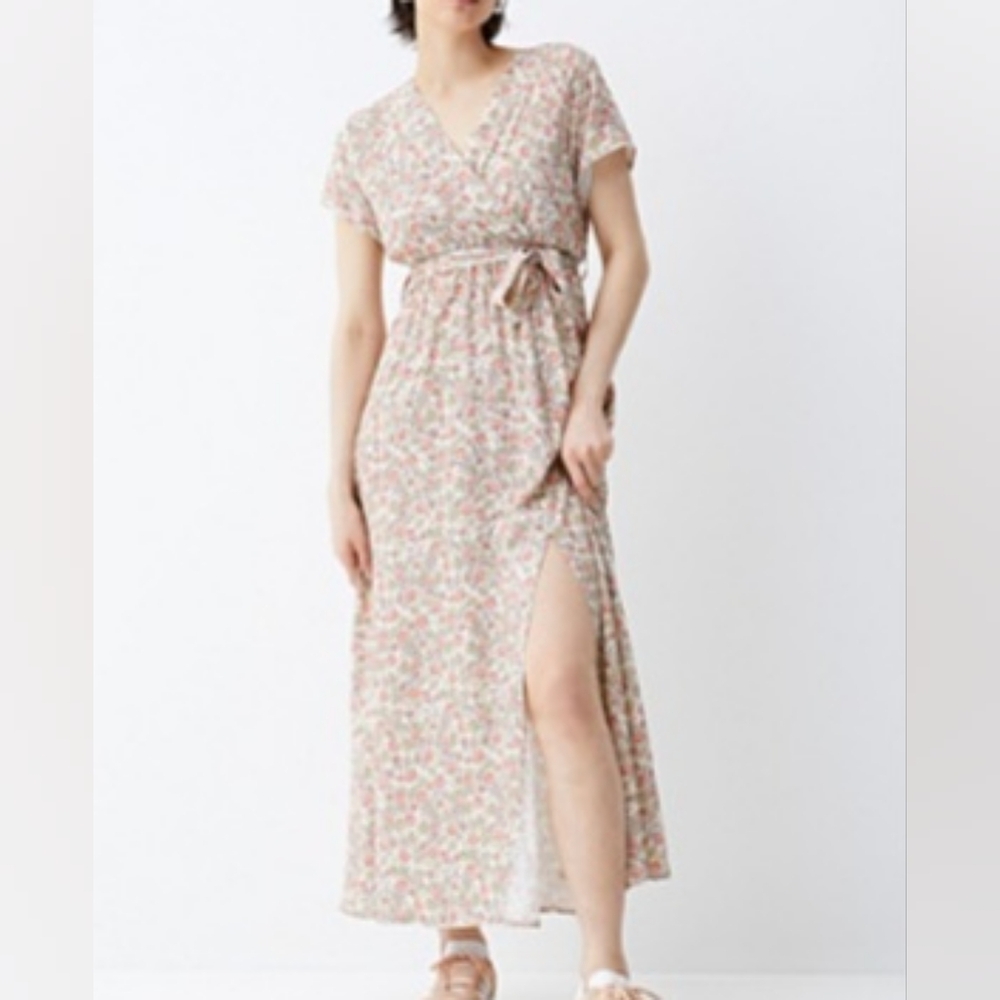 Twik Tan and Cream Maxi Sundress with V-Neck